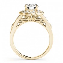 Diamond Floral Swirl Split Shank Engagement Ring 14k Yellow Gold (1.25ct)