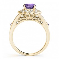 Diamond & Amethyst Floral Swirl Engagement Ring 14k Yellow Gold (1.25ct)