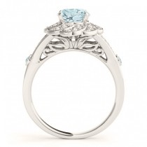 Diamond & Aquamarine Floral Swirl Engagement Ring 18k White Gold (1.25ct)