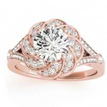 Diamond Floral Split Shank Engagement Ring Setting 14k Rose Gold (0.25ct)