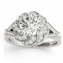 Diamond Floral Split Shank Engagement Ring Setting 18k White Gold (0.25ct)