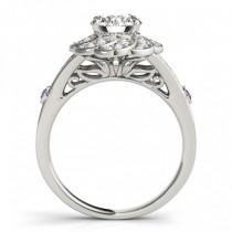 Diamond & Amethyst Floral Engagement Ring Setting 14k White Gold (0.25ct)