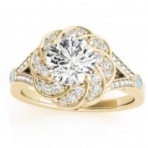 Diamond & Aquamarine Floral Engagement Ring Setting 14k Yellow Gold (0.25ct)