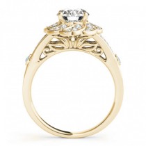Diamond & Aquamarine Floral Engagement Ring Setting 18k Yellow Gold (0.25ct)