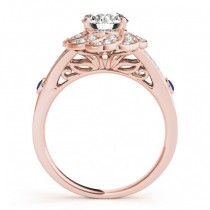 Diamond & Blue Sapphire Floral Engagement Ring Setting 18k Rose Gold (0.25ct)