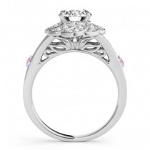 Diamond & Pink Sapphire Floral Engagement Ring Setting 14k White Gold (0.25ct)