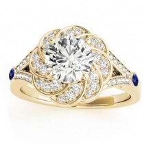 Diamond & Tanzanite Floral Engagement Ring Setting 14k Yellow Gold (0.25ct)