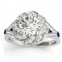Diamond & Tanzanite Floral Engagement Ring Setting Palladium (0.25ct)