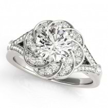Diamond Floral Swirl Split Shank Engagement Ring Palladium (1.25ct)