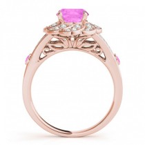 Diamond & Pink Sapphire Floral Engagement Ring 14k Rose Gold (1.25ct)