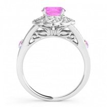 Diamond & Pink Sapphire Floral Engagement Ring 18k White Gold (1.25ct)