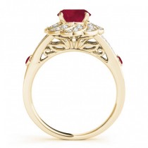 Diamond & Ruby Floral Swirl Engagement Ring 14k Yellow Gold (1.25ct)