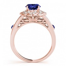 Diamond & Tanzanite Floral Swirl Engagement Ring 14k Rose Gold (1.25ct)