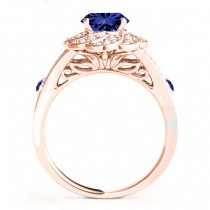 Diamond & Tanzanite Floral Swirl Engagement Ring 18k Rose Gold (1.25ct)