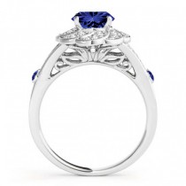 Diamond & Tanzanite Floral Swirl Engagement Ring Palladium (1.25ct)