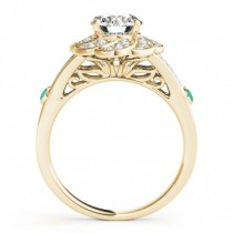 Diamond & Emerald Floral Bridal Set Setting 14k Yellow Gold (0.35ct)