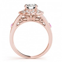 Diamond & Pink Sapphire Floral Bridal Set Setting 18k Rose Gold (0.35ct)