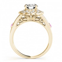 Diamond & Pink Sapphire Floral Bridal Set Setting 18k Yellow Gold (0.35ct)