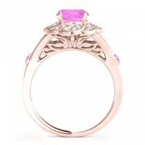 Diamond & Pink Sapphire Floral Swirl Bridal Set 14k Rose Gold (1.35ct)
