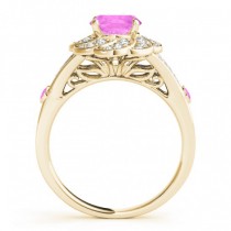 Diamond & Pink Sapphire Floral Swirl Bridal Set 14k Yellow Gold (1.35ct)