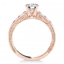 Amethyst & Diamond Channel Set Engagement Ring 14k Rose Gold (0.42ct)