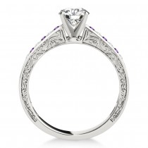 Amethyst & Diamond Channel Set Engagement Ring 14k White Gold (0.42ct)