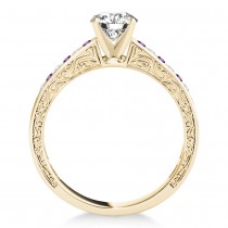 Amethyst & Diamond Channel Set Engagement Ring 14k Yellow Gold (0.42ct)