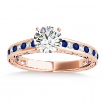 Blue Sapphire & Diamond Channel Set Engagement Ring 14k Rose Gold (0.42ct)