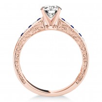Blue Sapphire & Diamond Channel Set Engagement Ring 18k Rose Gold (0.42ct)