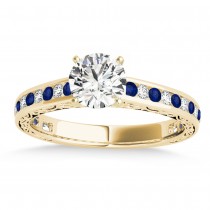 Blue Sapphire & Diamond Channel Set Engagement Ring 18k Yellow Gold (0.42ct)