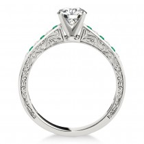 Emerald & Diamond Channel Set Engagement Ring 14k White Gold (0.42ct)
