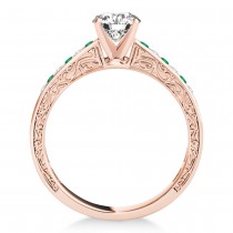 Emerald & Diamond Channel Set Engagement Ring 18k Rose Gold (0.42ct)