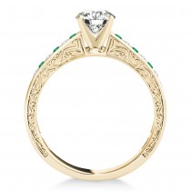 Emerald & Diamond Channel Set Engagement Ring 18k Yellow Gold (0.42ct)