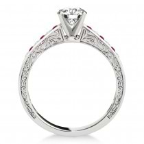Ruby & Diamond Channel Set Engagement Ring 14k White Gold (0.42ct)
