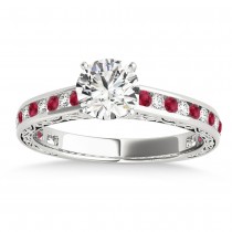 Ruby & Diamond Channel Set Engagement Ring Platinum (0.42ct)