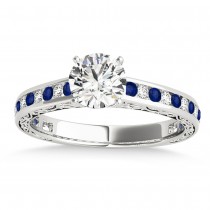 Blue Sapphire & Diamond Twisted Bridal Set 14k White Gold (0.87ct)