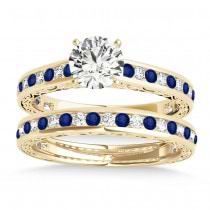 Blue Sapphire & Diamond Twisted Bridal Set 14k Yellow Gold (0.87ct)