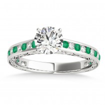 Emerald & Diamond Twisted  Bridal Set Palladium (0.87ct)