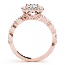 Diamond Sidestone Square Halo Engagement Ring 14k Rose Gold (1.72ct)