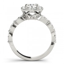 Diamond Sidestone Square Halo Engagement Ring 14k White Gold (1.72ct)