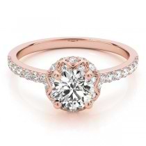 Diamond Accented Halo Engagement Ring Setting 14K Rose Gold (0.24ct)