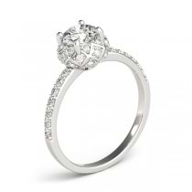 Diamond Accented Halo Engagement Ring Setting 14K White Gold (0.24ct)