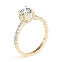 Diamond Accented Halo Engagement Ring Setting 14K Yellow Gold (0.24ct)
