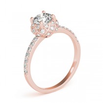 Diamond Accented Halo Engagement Ring Setting 18K Rose Gold (0.24ct)