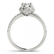 Diamond Accented Halo Engagement Ring Setting 18K White Gold (0.24ct)