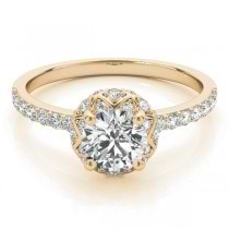 Diamond Accented Halo Engagement Ring Setting 18K Yellow Gold (0.24ct)