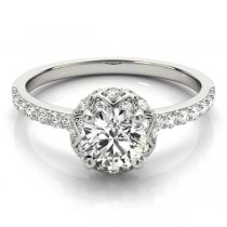 Diamond Accented Halo Engagement Ring Setting Platinum (0.24ct)