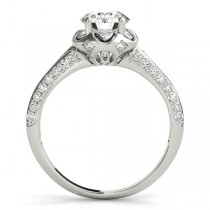 Diamond Floral Style Halo Engagement Ring 14k White Gold (0.75ct)