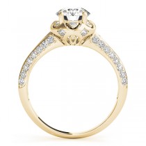 Diamond Floral Style Halo Engagement Ring 14k Yellow Gold (0.75ct)