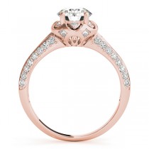 Diamond Floral Style Halo Engagement Ring 18k Rose Gold (0.75ct)